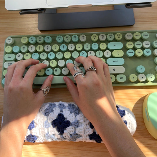 pattern: granny square keyboard wrist rest