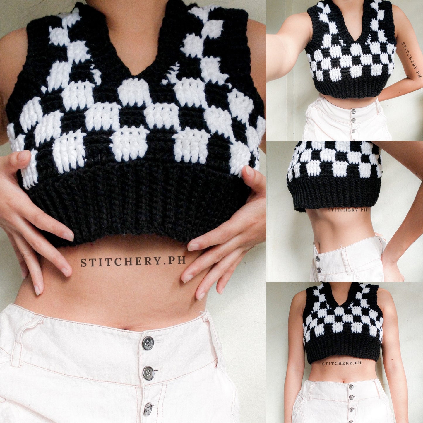 pattern: check me out sweater vest