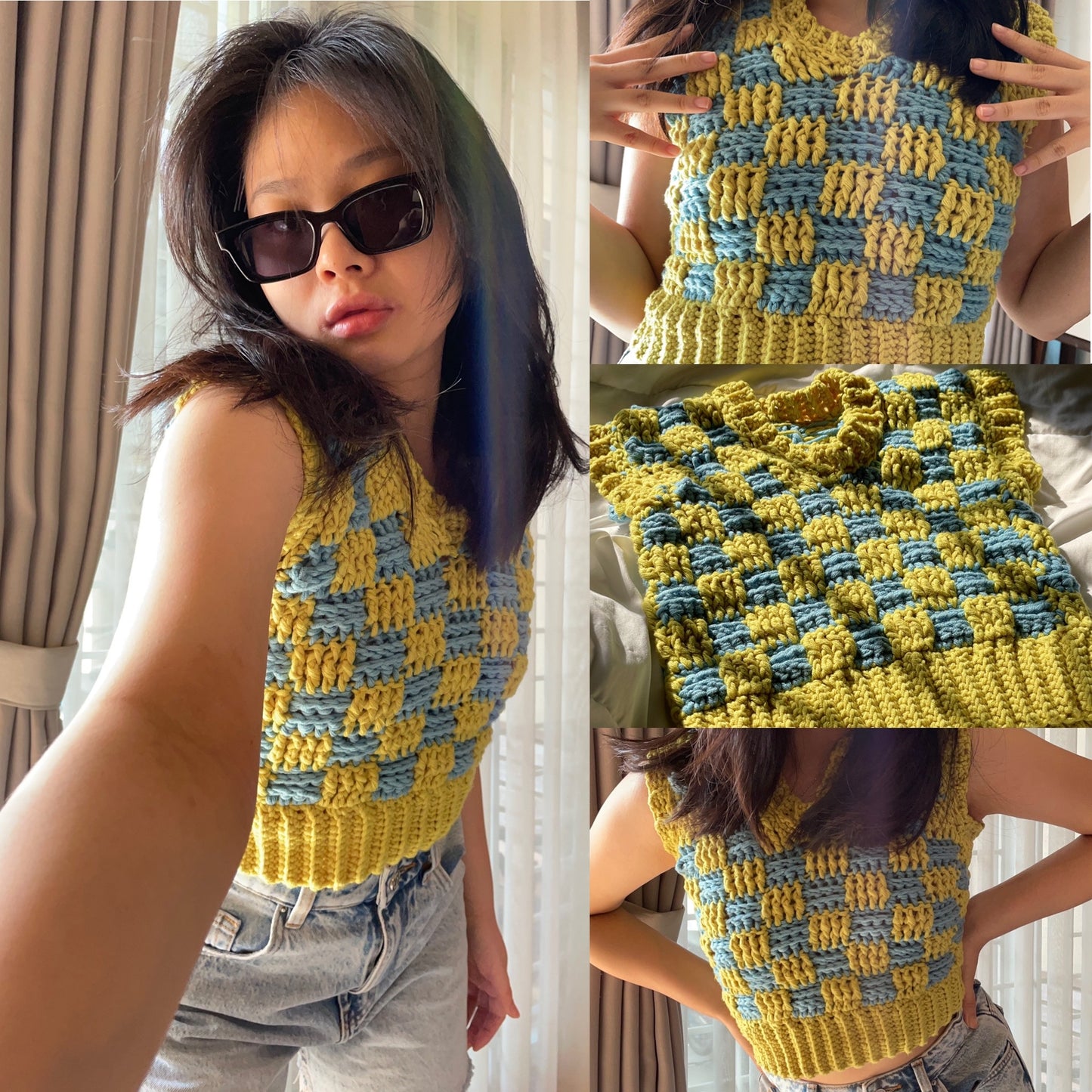 pattern: check me out sweater vest