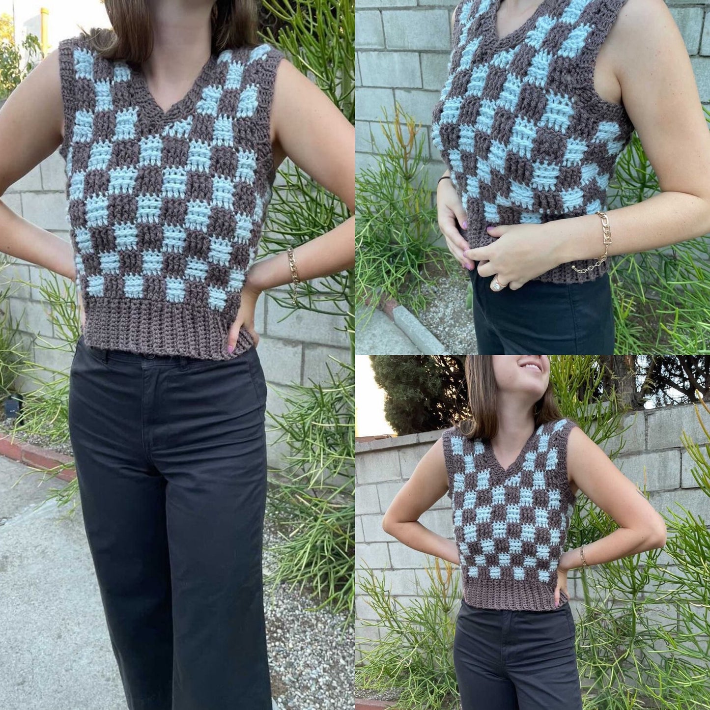 pattern: check me out sweater vest