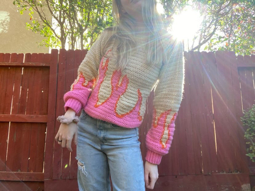 pattern: on fire sweater