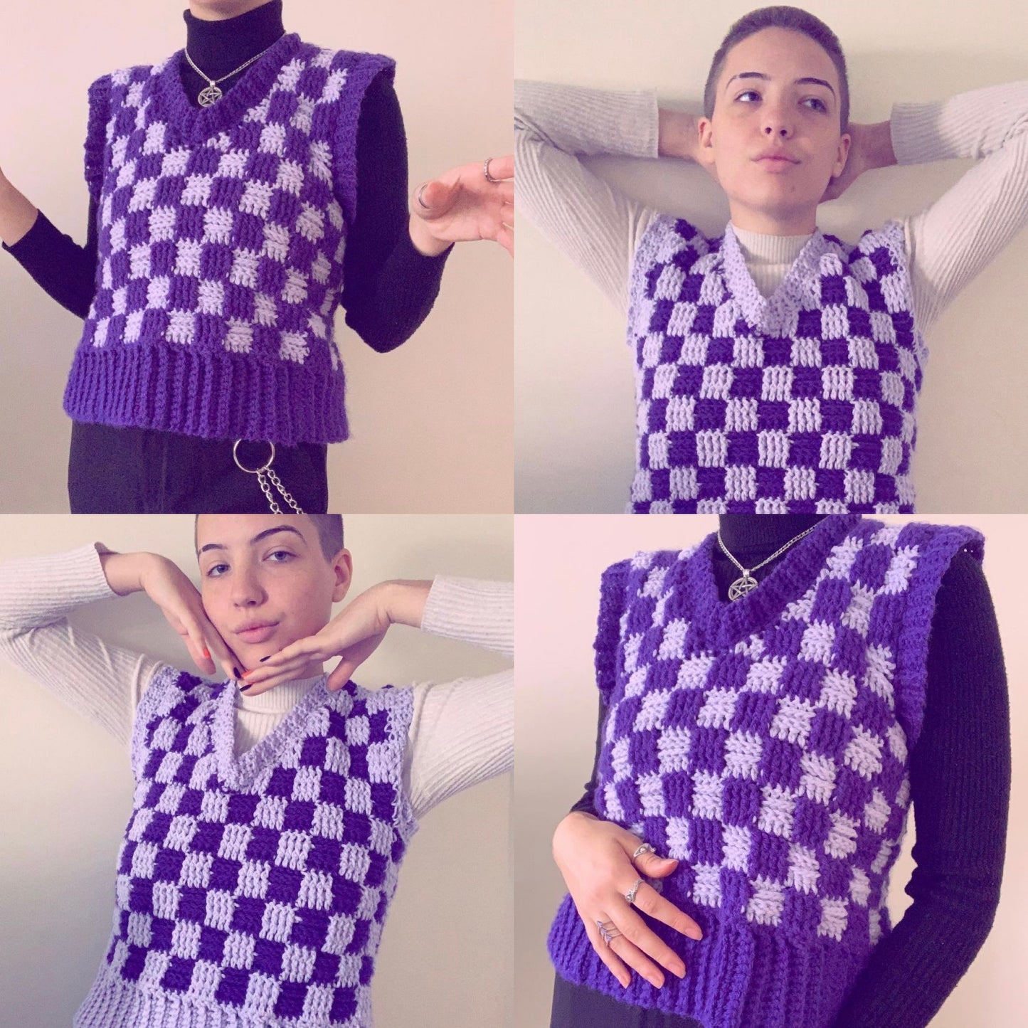 pattern: check me out sweater vest