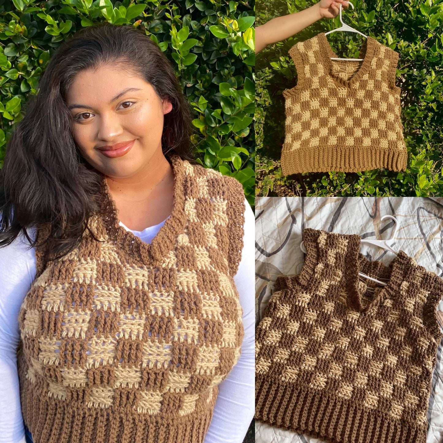 pattern: check me out sweater vest
