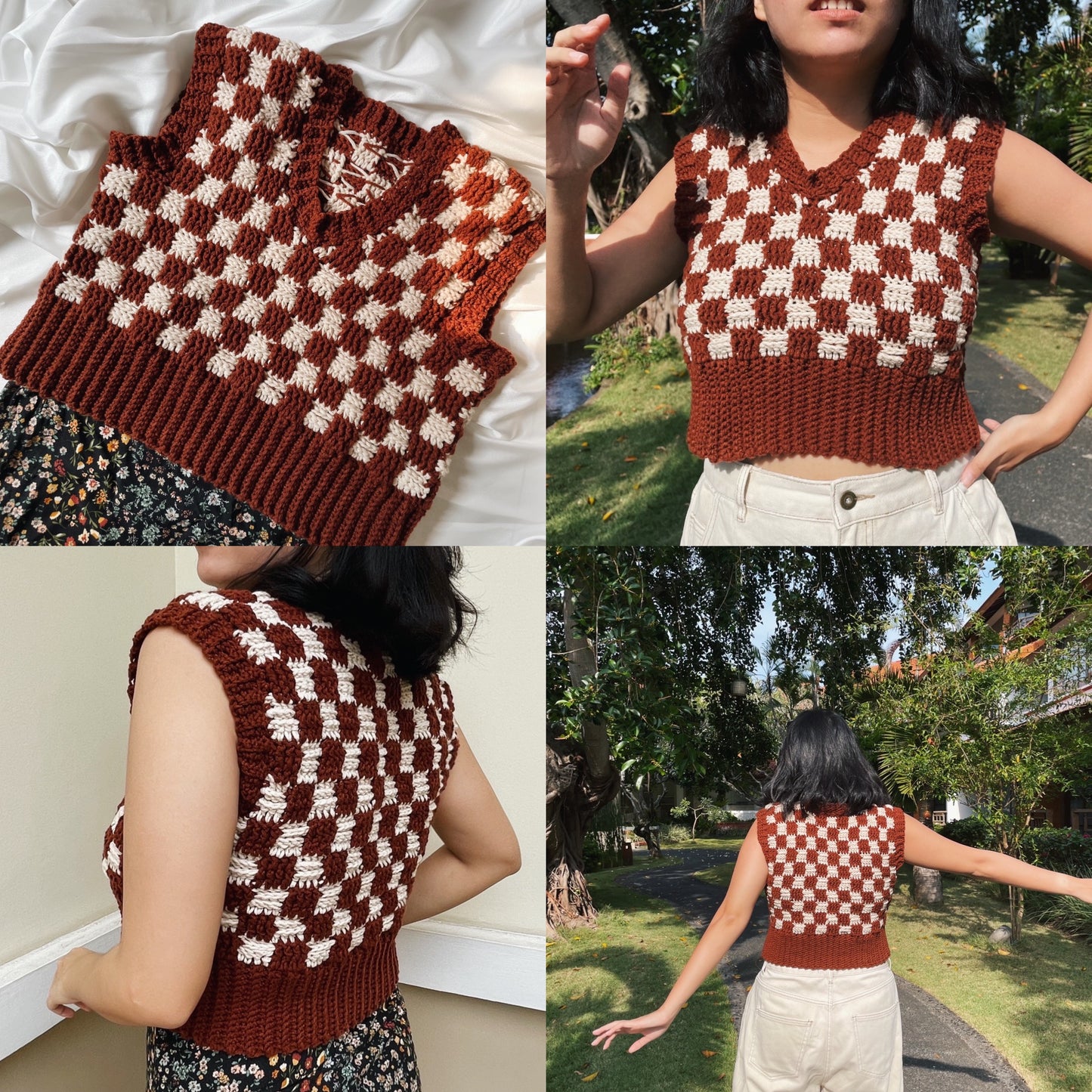 pattern: check me out sweater vest