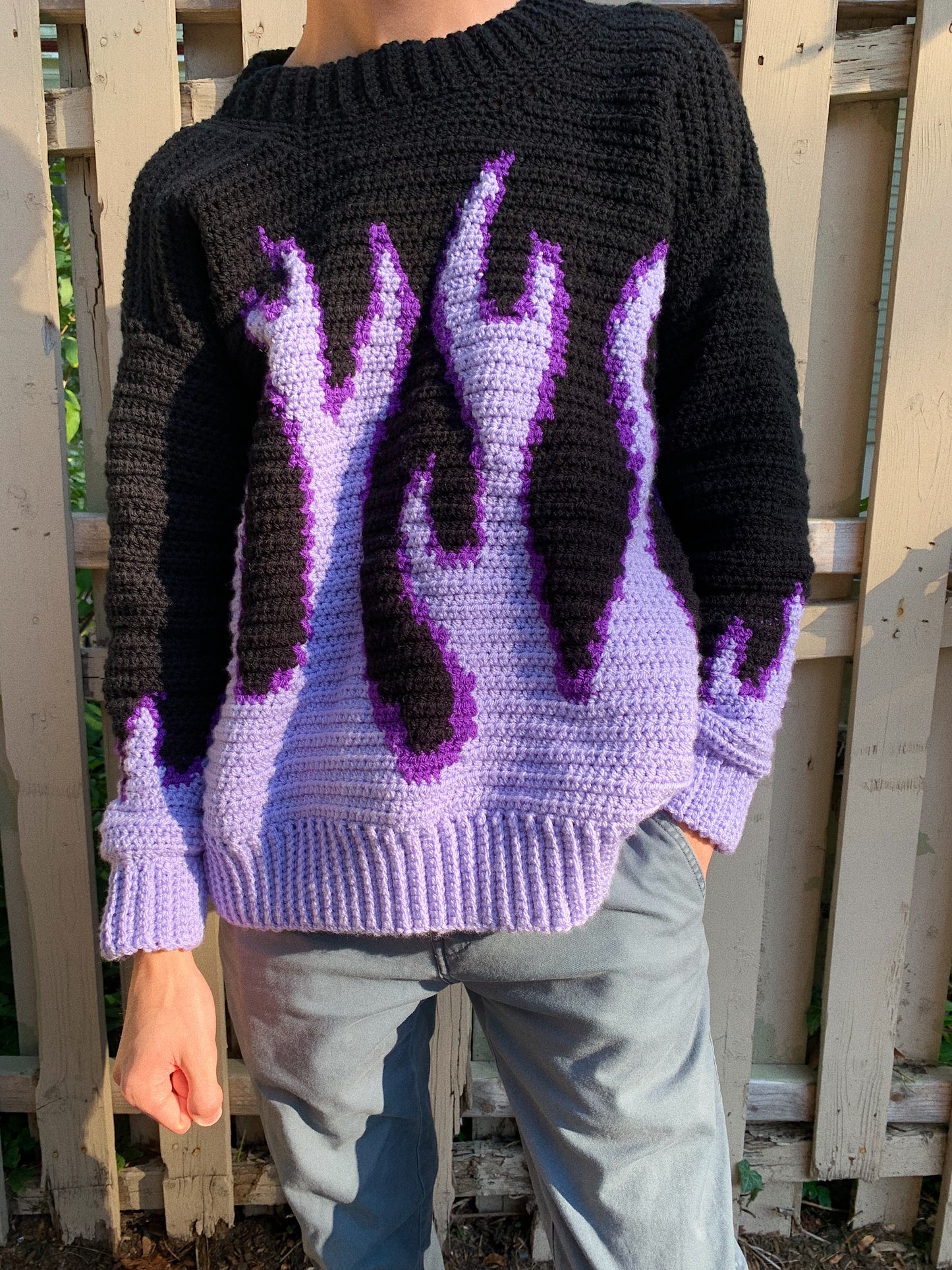 pattern: on fire sweater