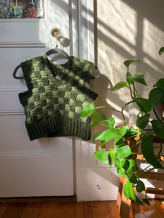 pattern: check me out sweater vest