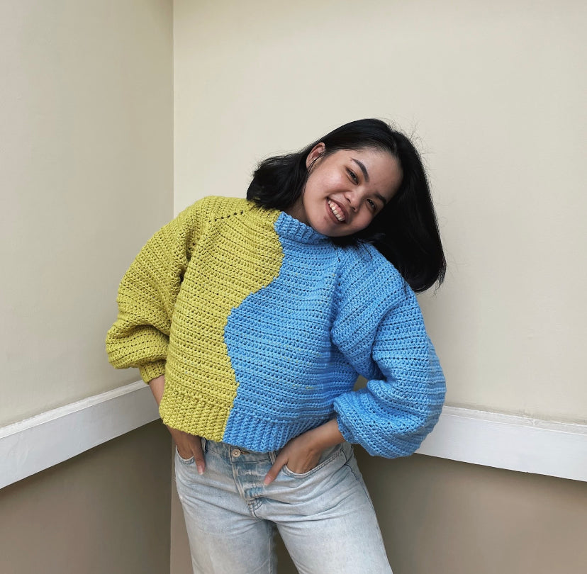 pattern: wavy colorblock sweater