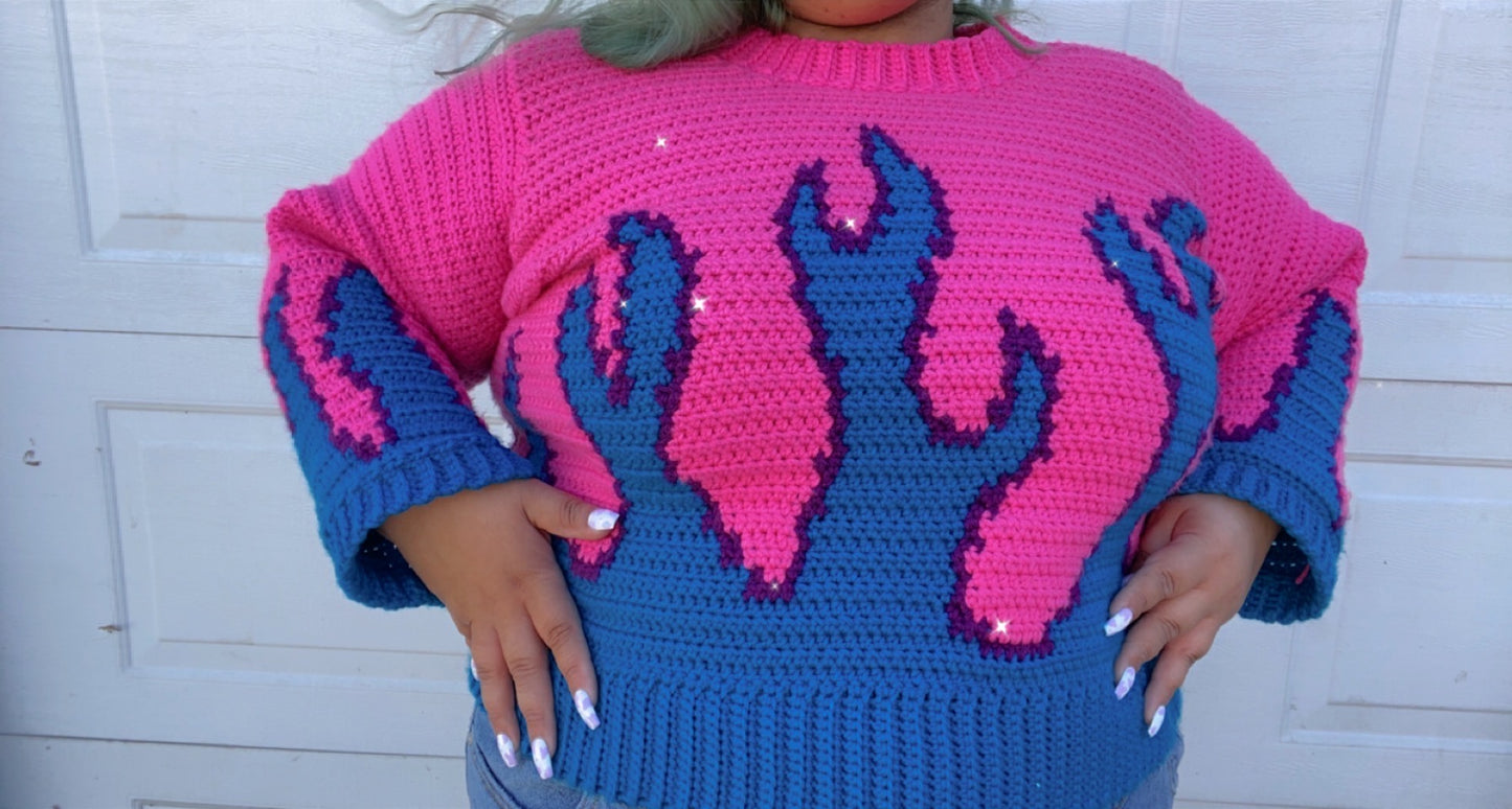 pattern: on fire sweater