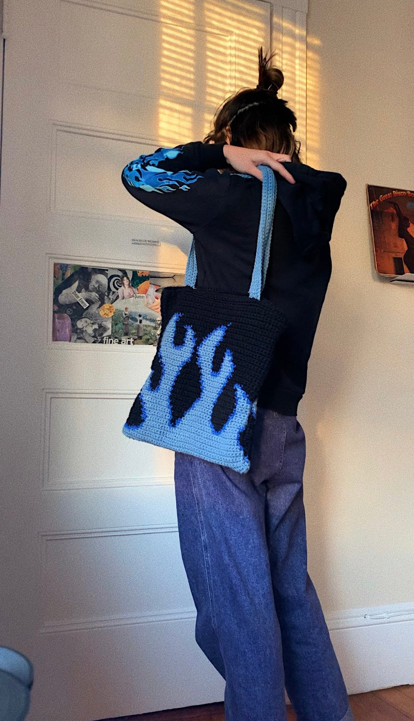 pattern: on fire tote bag