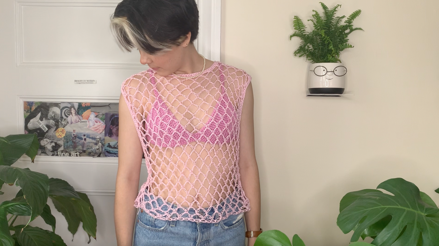 pattern: mesh tank top
