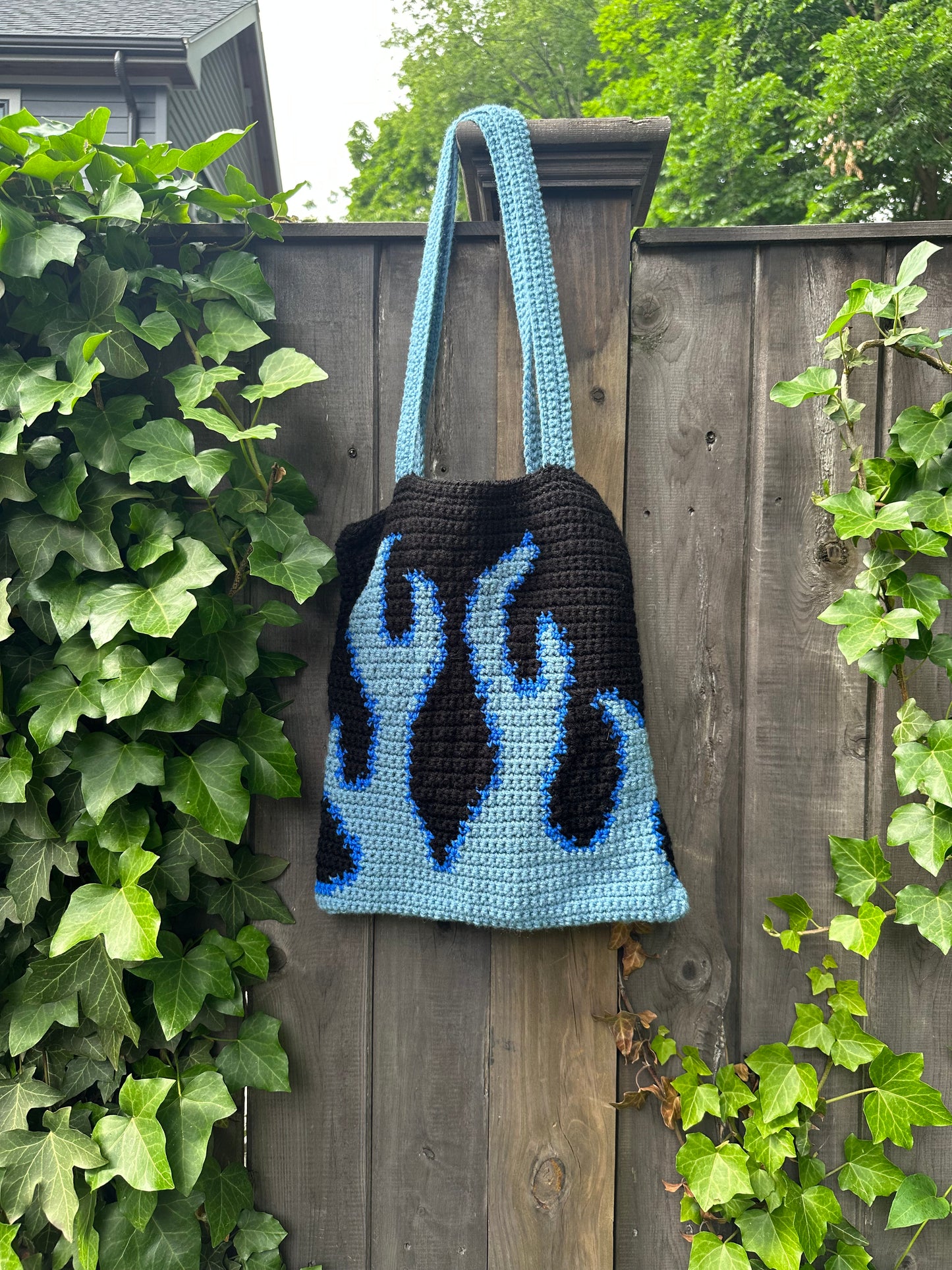 pattern: on fire tote bag