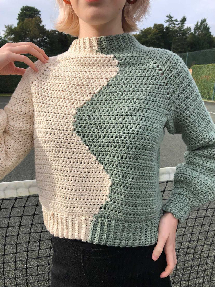 Colorblock Cloud Crochet Sweater: Crochet pattern