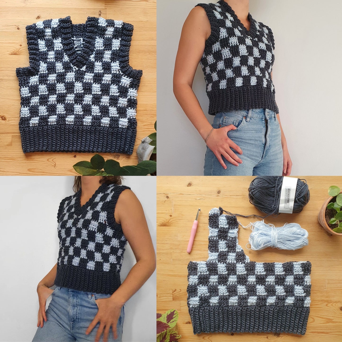 pattern: check me out sweater vest