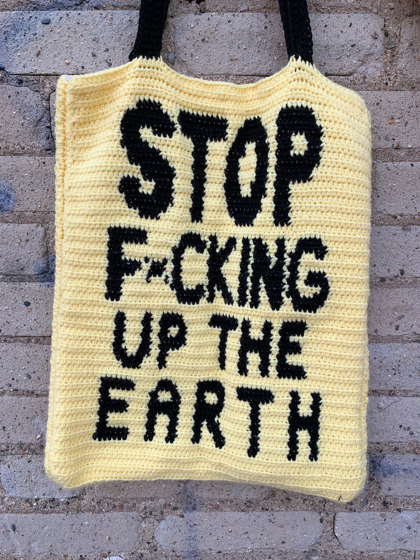 pattern: stop f*cking up the earth tote