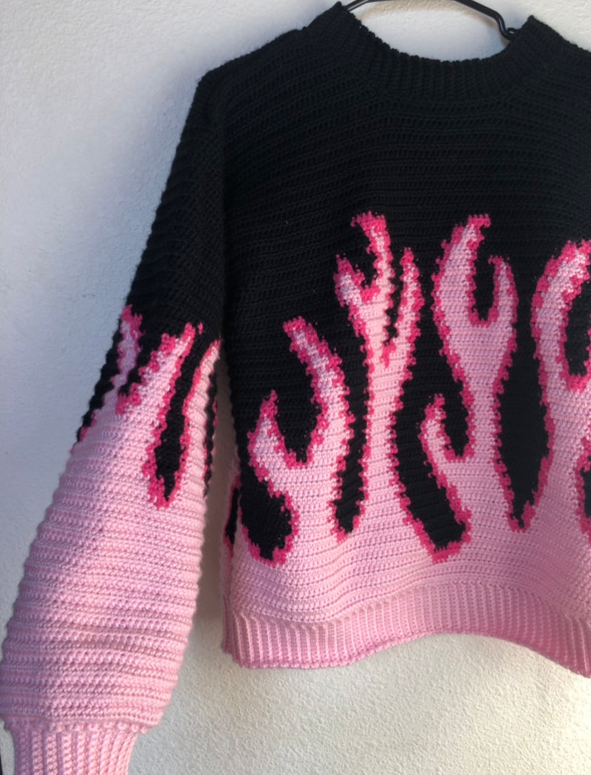 pattern: on fire sweater
